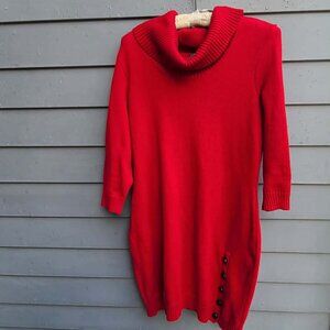 Ralph Lauren Red Cowl Neck Sweater Dress size Large Like New